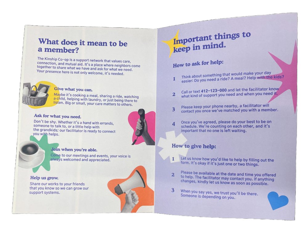 Inside of the Welcome Kit explaining membership and how to ask for help