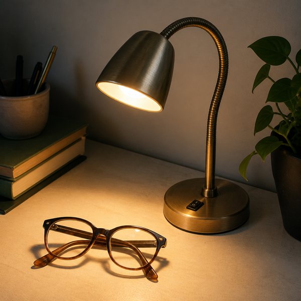 Step 1: the glasses under a warm desk lamp