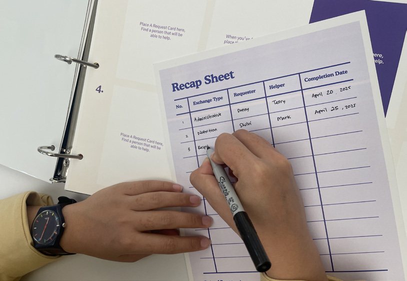 Writing on the recap sheet