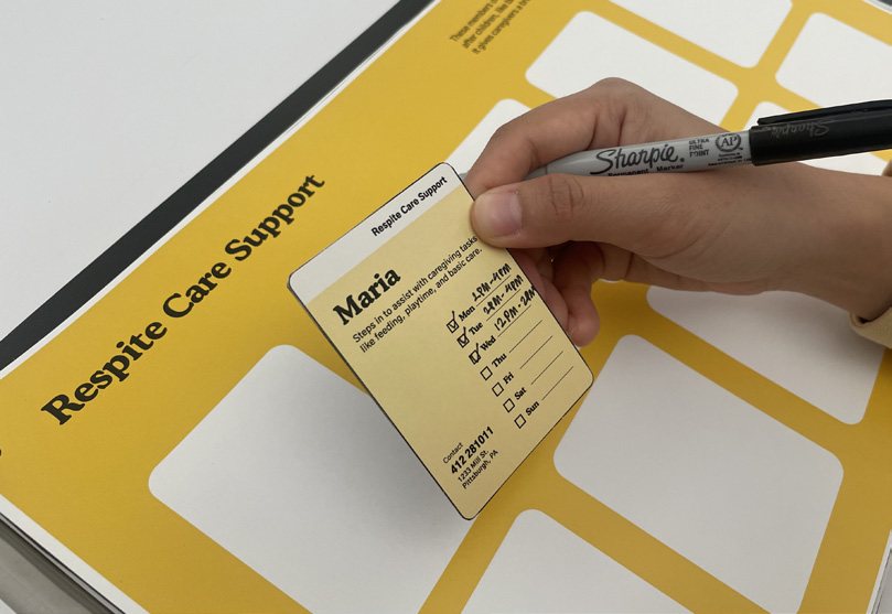 Picking a helper card from the respite care page