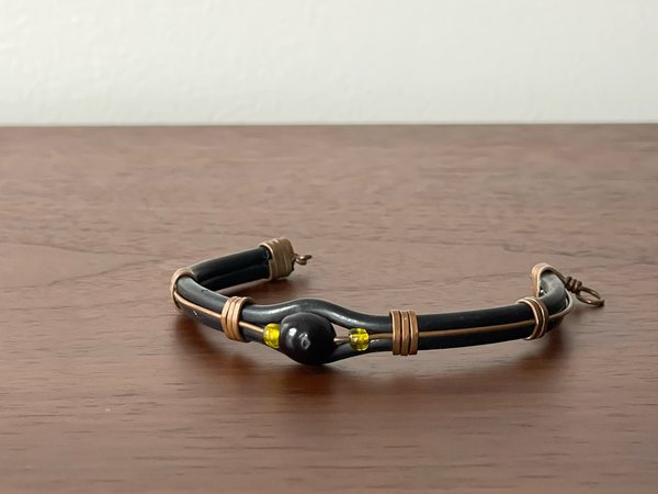 Original photo: a leather and bead bracelet